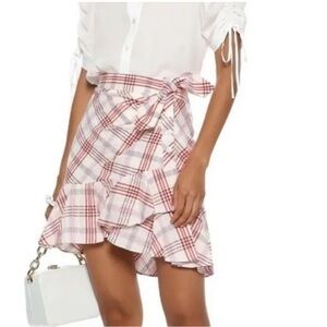 Veronica Beard Kaia Mini Skirt Pink Plaid Bow 4